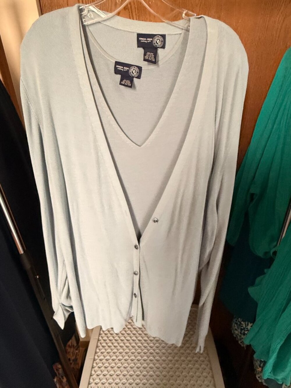 Venezia Jeans Light Blue Cardigan & Shell 2 Piece Set Plus Size